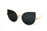 Classic Cat Eye Design with Air Brushed Aluminum Gold Frame and UV400 Protected Smoke Lens Sunglasses.