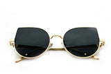 Classic Cat Eye Design with Air Brushed Aluminum Gold Frame and UV400 Protected Smoke Lens Sunglasses.