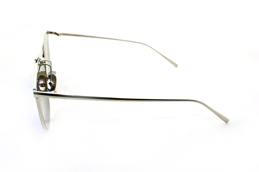 Classic Cat Eye Aviator Geometric Design Inspired Sunglasses with a Brushed Aluminum Spring Hinge Gold Metal Frame with UV400 Protected Blue Flash Lens.