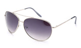 Classic Aviator Inspired Curved Metal Silver Frame with Gradient Purple UV 400 Protected Lens. 