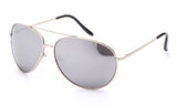 Classic Aviator Inspired Curved Metal Silver Frame with Mirror UV 400 Protected Lens. 
