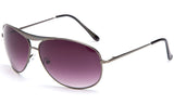 Aviator Inspired Curved Gunmetal Frame Sunglasses with UV 400 Protected Gradient Purple Lens.