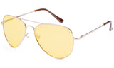 Classic Pilot Aviator Driving Metal Gold Frame Sunglasses with Premium Polarized Yellow Lens for Maximum UV Protection. 
