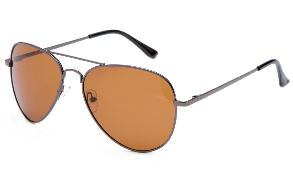 Classic Pilot Aviator Driving Gunmetal Frame Sunglasses with Premium Polarized Amber Lens for Maximum UV Protection, Perfect for Driving at Night.