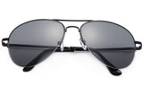 Classic Aviator Inspired Design Black Metal Half Frame Sunglasses with UV 400 Protected Solid Smoke Lens. 