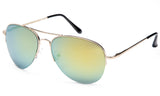 Classic Aviator Inspired Design Metal Half Frame Sunglasses with UV 400 Protected Yellow Flash Lens. 