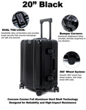 20" Aluminum Luggage Carry-On (Black)
