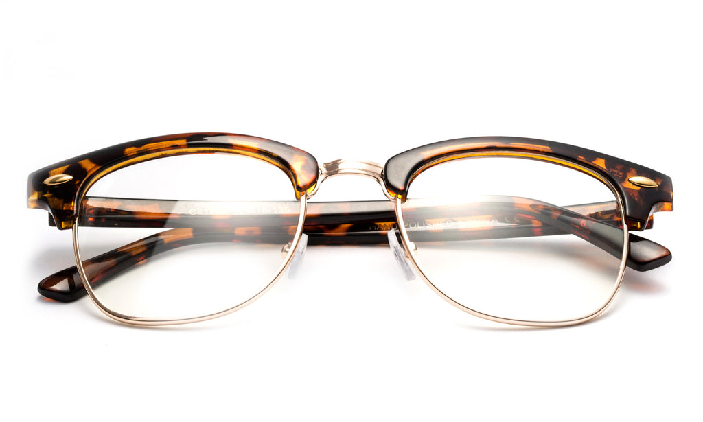 Newbee Fashion-Vintage Classic Half Frame Slim Frame Clear Lens Glasses Non Prescription Glasses Frame Men & Women