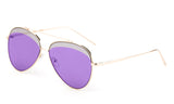 Premium Aviator Inspired Gold Metal Framed Sunglasses with Double Color UV400 Protected Purple Flash Lens.