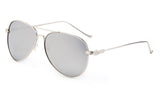 Classic Aviator Sunglasses with Silver Metal Frame and Mirror Flash Lens
