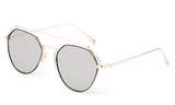 Premium Aviator Inspired Geometric Design Gold Metal Framed Sunglasses with UV400 Protected Mirror Flash Lens. 
