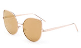 Premium Cat Eye Designer Sunglasses with Stylish Gold Metal Frame and UV 400 Protected Brown Flash Lens.