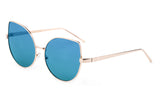 Premium Cat Eye Designer Sunglasses with Stylish Gold Metal Frame and UV 400 Protected Green Flash Lens.