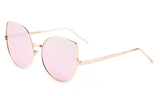 Premium Cat Eye Designer Sunglasses with Stylish Gold Metal Frame and UV 400 Protected Pink Flash Lens.