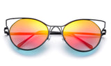 Trendy Cat Eye Inspired Sunglasses with Black Aluminum Frame and Orange Flash Lens