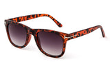 Trendy Horned Rim Wayfarer Gradient Lens Matte Tortoise Frame Sunglasses  