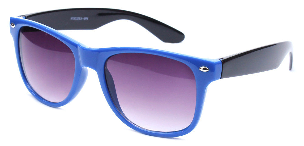 horned rim two tone blue black sunglasses gradient