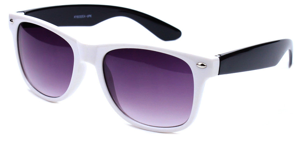 horned rim two tone white black sunglasses gradient