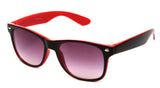 Classic Horned Rim Two Tone Wayfarer with Gradient Lens in Black and Red. 