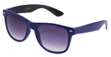 Classic Two Tone Horned Rim Sunglasses with Gradient Lens in Blue and Black.