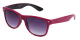 Classic Two Tone Horned Rim Sunglasses with Gradient Lens in Hot Pink and Black.