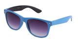 Classic Two Tone Horned Rim Sunglasses with Gradient Lens in Light Blue and Black.