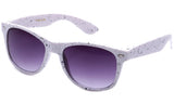 Classic Horned Rim Speckled White Frame with UV Protected Gradient Lens Sunglasses.
