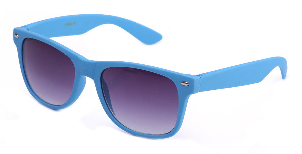 light blue rubber frame horned rim gradient sunglasses