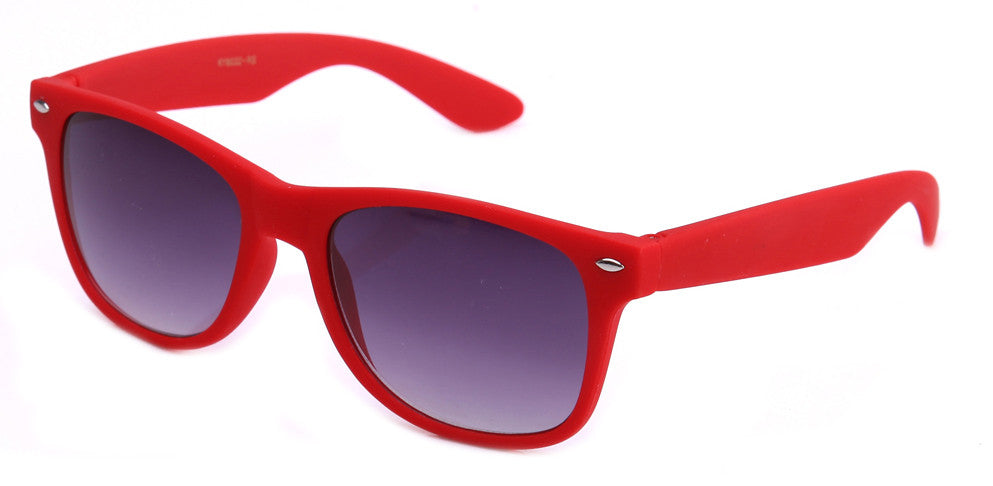 red rubber frame horned rim gradient sunglasses