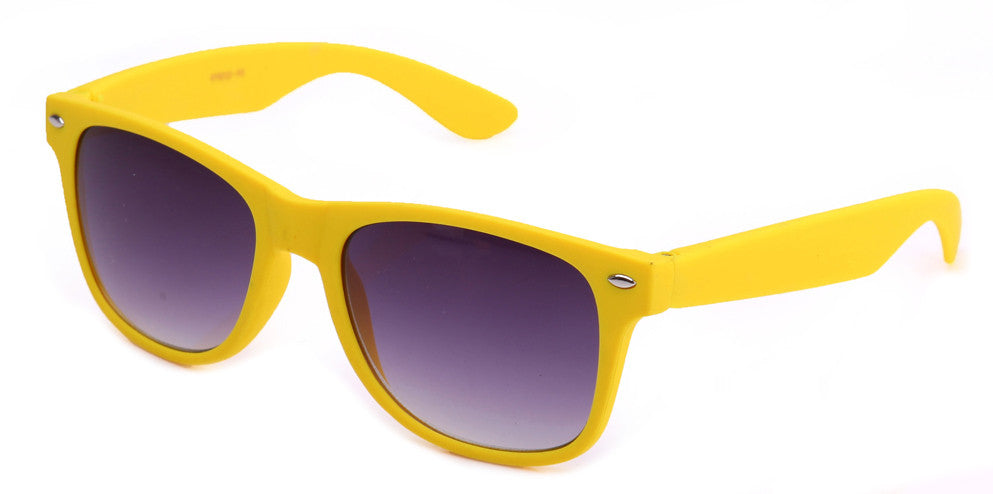 yellow rubber frame horned rim gradient sunglasses