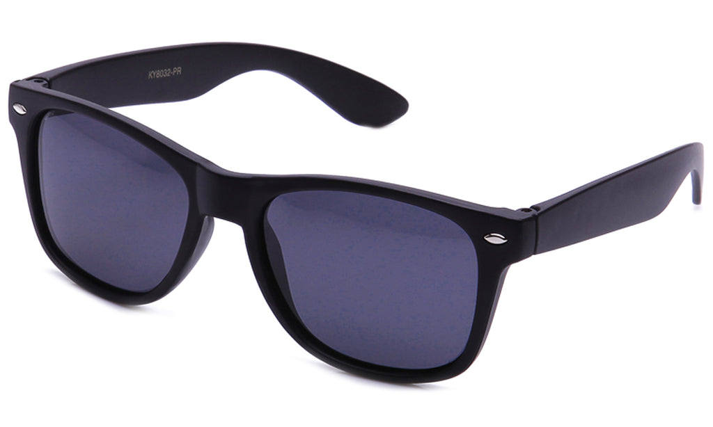 Classic Horned Rim Black Frame Solid Smoke Lens Sunglasses