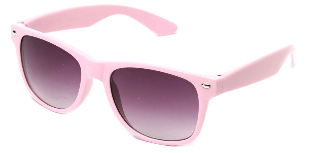 Classic Horned Rim Pearl Pink Frame Gradient Lens Sunglasses