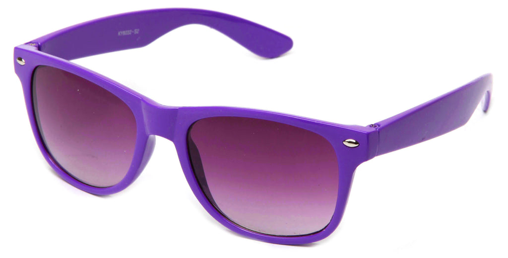Classic Horned Rim Purple Frame Gradient Lens Sunglasses