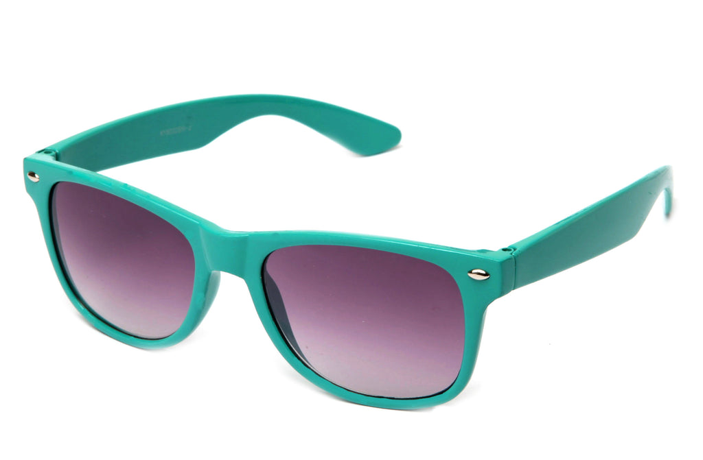 Classic Horned Rim Teal Frame Gradient Lens Sunglasses