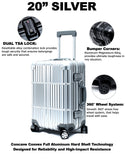20" Aluminum Luggage Carry-On (Silver)