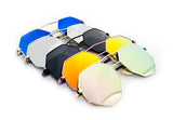 Trendy Octagon Geometric Aviator Inspired Sunglasses with a Metal Frame and UV400 Protected Flash Lens.