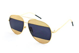 Classic Aviator Inspired Air Brushed Aluminum Gold Framed Spring Hinge Sunglasses with Double Color UV Protected Smoke Lens. 