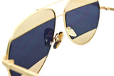 Classic Aviator Inspired Air Brushed Aluminum Gold Framed Spring Hinge Sunglasses with Double Color UV Protected Smoke Lens.