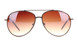 Classic Aviator Inspired Curved Metal Copper Brown Frame with Gradient Brown UV 400 Protected Lens. 