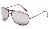 Aviator Inspired Curved Metal Copper Frame Sunglasses with UV 400 Protected Mirror Lens. 