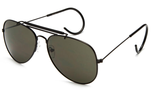 Premium Aviator Inspired Wrap Around Black Metal Frame Driving Sunglasses with Premium Polarized Green Solid  Lens. 