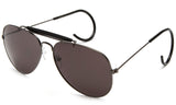 Aviator Inspired Wrap Around Gunmetal Frame Driving Sunglasses with UV Protected Solid Smoke Lens.