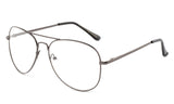 Classic Pilot Aviator Inspired Gunmetal Frame Glasses with UV 400 Protected Clear Lens. 