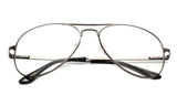 Classic Pilot Aviator Inspired Gunmetal Frame Glasses with UV 400 Protected Clear Lens. 