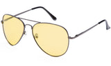 Classic Pilot Aviator Driving Gunmetal Frame Sunglasses with Premium Polarized Yellow Lens for Maximum UV Protection. 