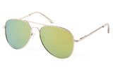 Classic Pilot Aviator Inspired Driving Metal Gold Frame Sunglasses with UV 400 Protected Yellow Flash Lens.