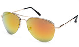 Classic Aviator Inspired Design Metal Half Frame Sunglasses with UV 400 Protected Orange Flash Lens. 