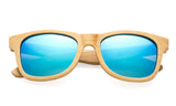light bamboo wood blue mirror flash sunglasses