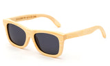 Light Bamboo Horned Rim Wayfarer Frame Sunglasses with Smoke Lens