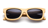 Light Bamboo Horned Rim Wayfarer Frame Sunglasses with Smoke Lens